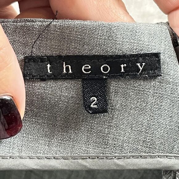 Theory Skirt Womens Two Gray Wool Blend Pencil Career Office Capsule Minimal USA - Picture 6 of 9